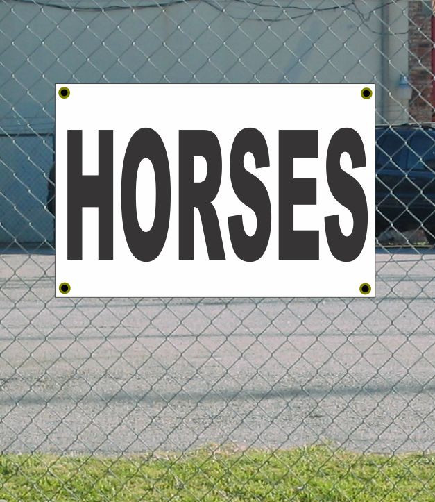 2x3 Black & White Horses Banner Sign – Discounted Size & Price with Free Shipping