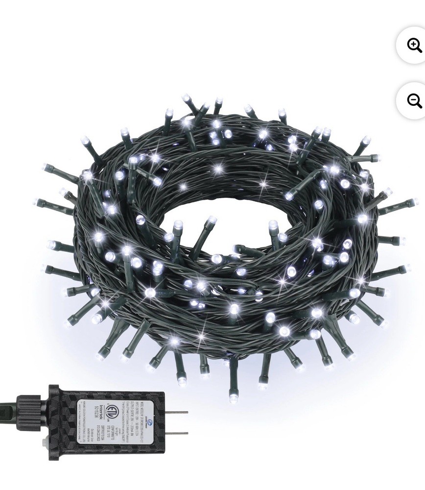 33ft 100 LED Plug in Christmas Lights Green Wire Twinkle Christmas Tree Lights,