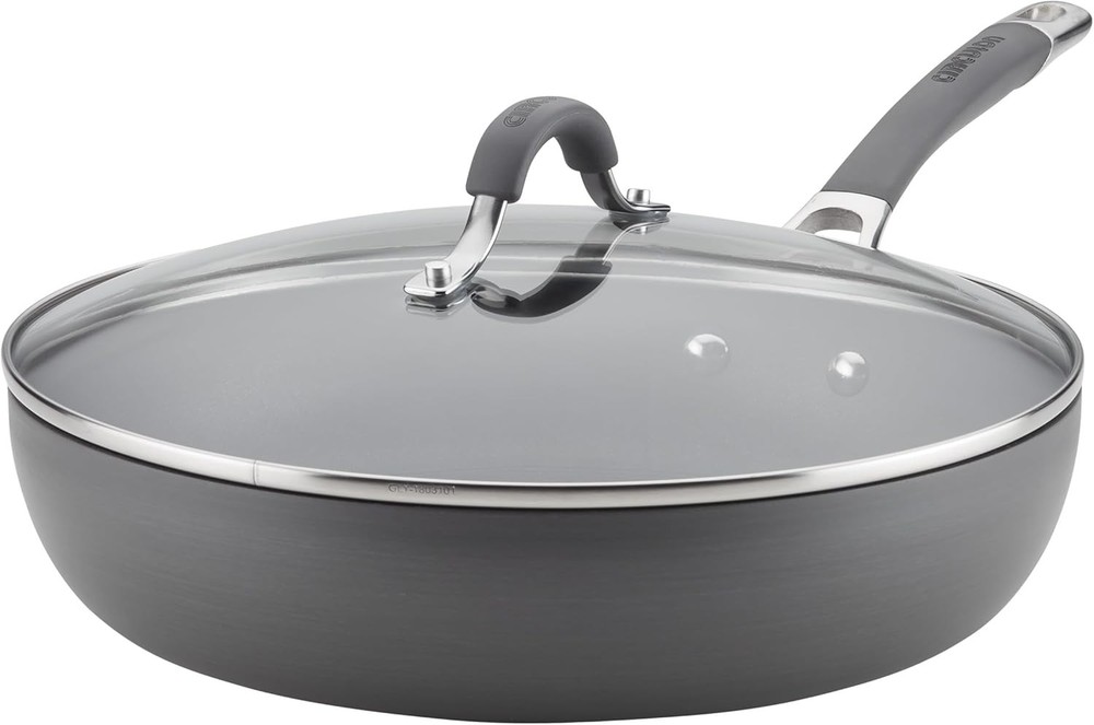 Radiance Deep Hard Anodized Nonstick Frying Pan /Skillet W/ Lid 12 Inch Gray
