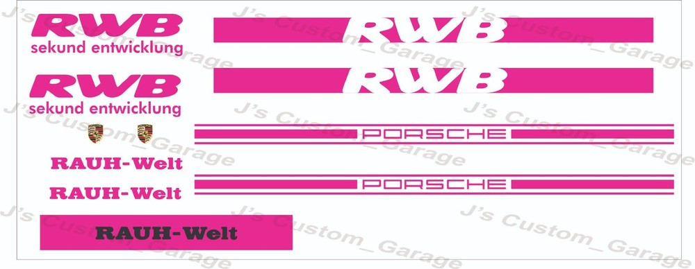 Porsche RWB pink logos 1/64 custom water slide decal for hot wheels