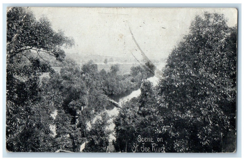 1908 Aerial View Scene St Joe River St Joseph Michigan Antique Vintage Postcard