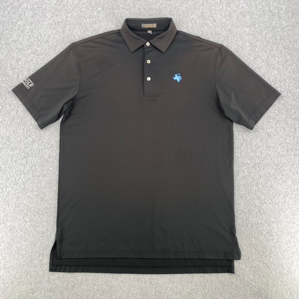 Peter Millar Summer Comfort Shirt Mens Medium Solid Black Stretch Golf Polo FLAW