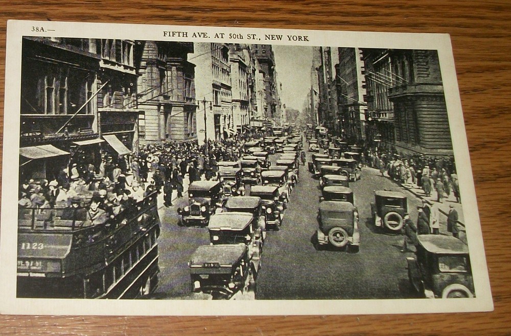 1910 New York City NY Postcard Traffic Fifth Avenue 50th Street Building R9