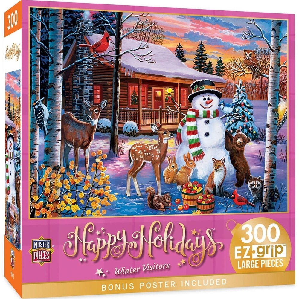 Masterpieces 300 Piece Ez Grip Jigsaw Puzzle Happy Holidays Winter Scene 18X24