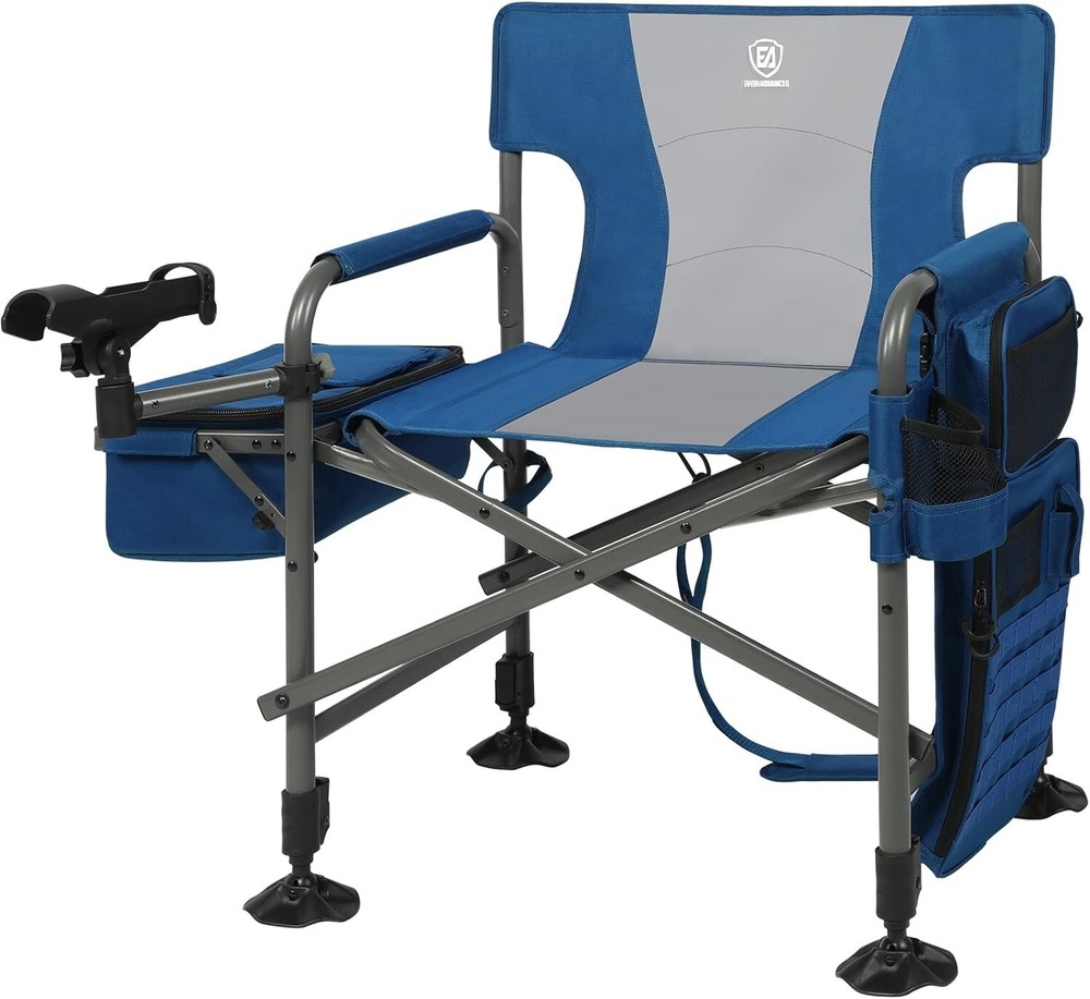 Fishing Chair with Rod Holder and Cooler, All Terrain Ice Fishing Chair with
