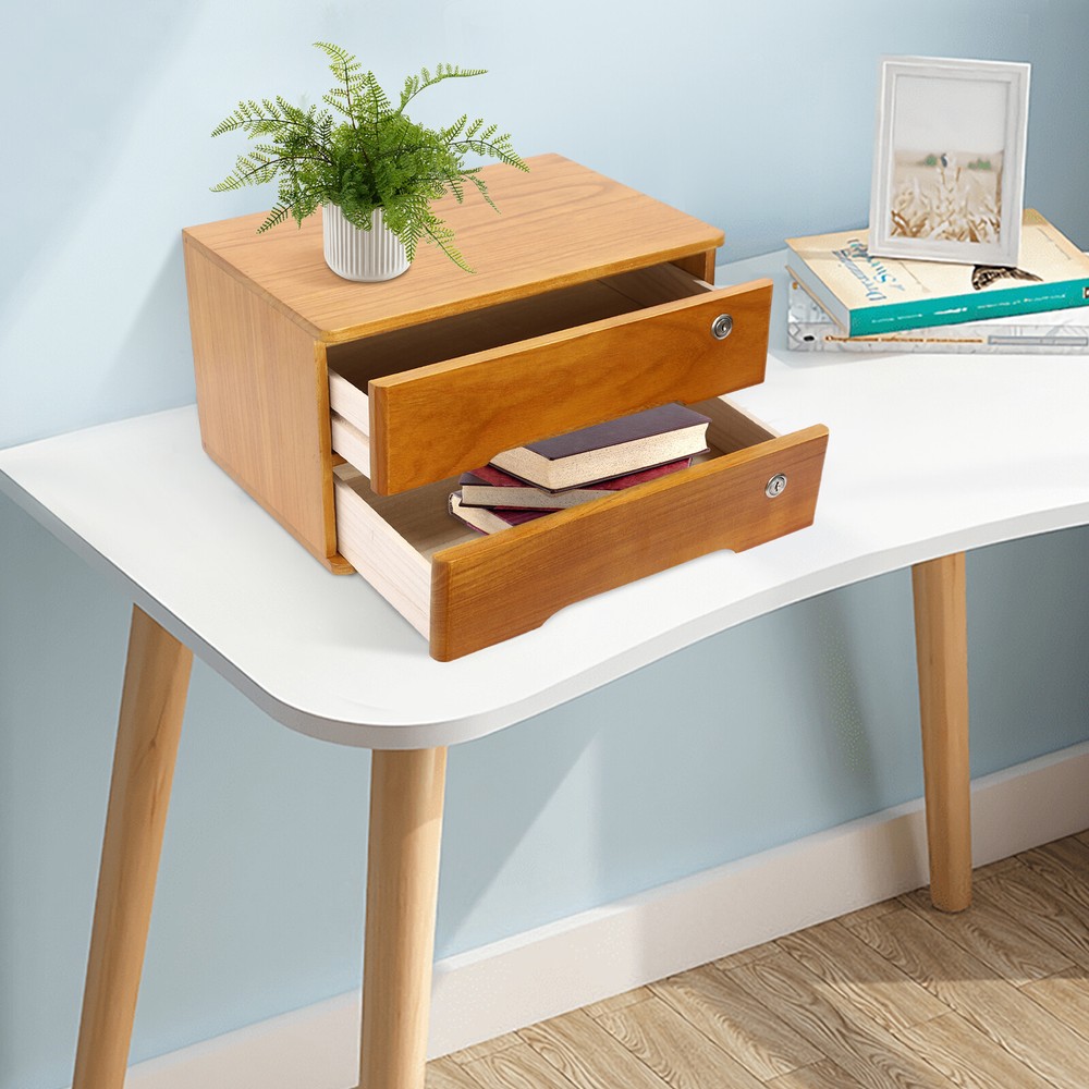 Gift Home/Office Lockable 2-Tier Desktop Storage Drawer 66.14 lbs Load-bearing