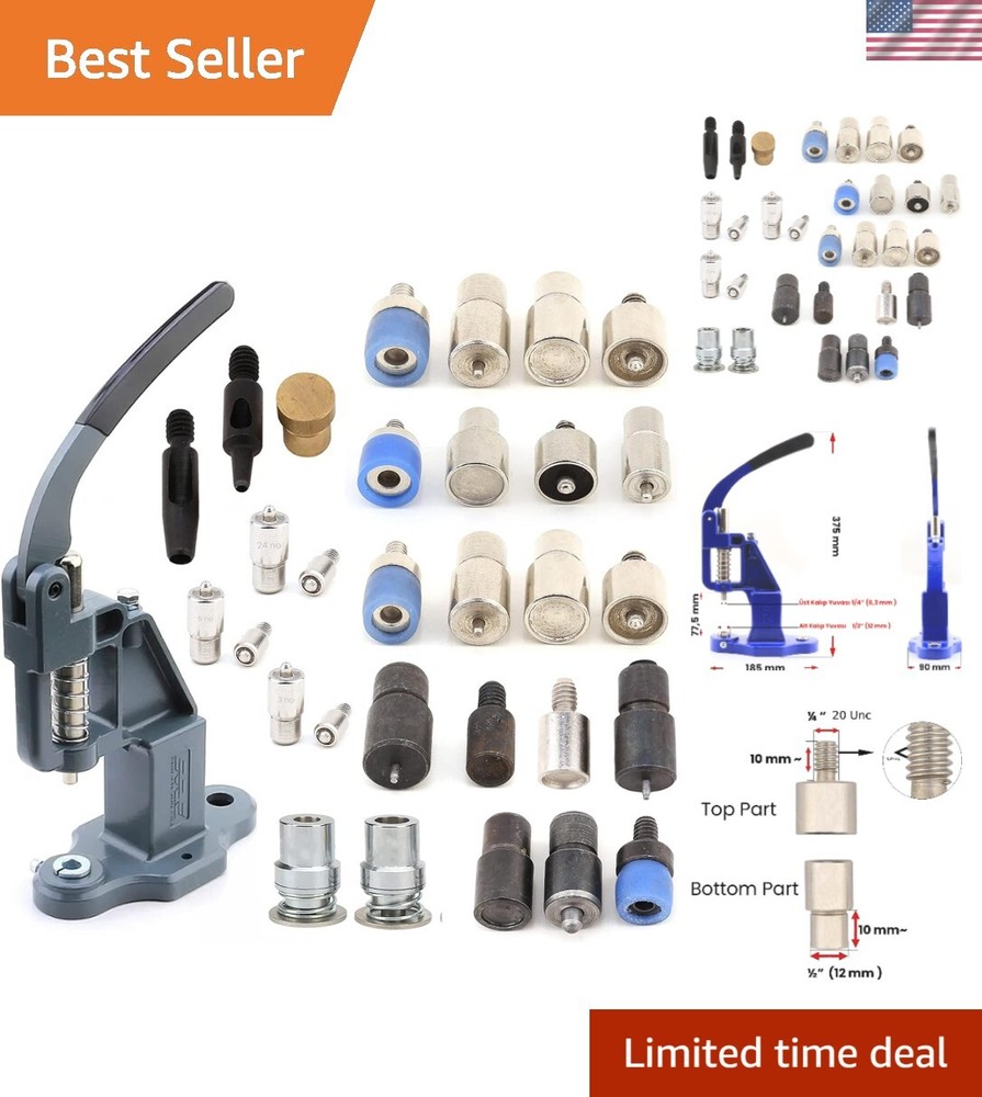 Snap Rivet Grommet Popper Fastener Self-Cover Fabric Button Eyelet Tool Kit