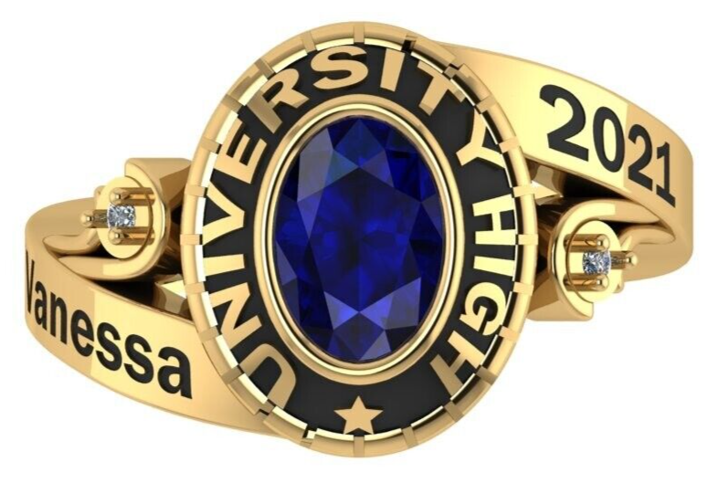 Customized Oval Birthstone Name Letter College Class Ring Collection 925 Silver