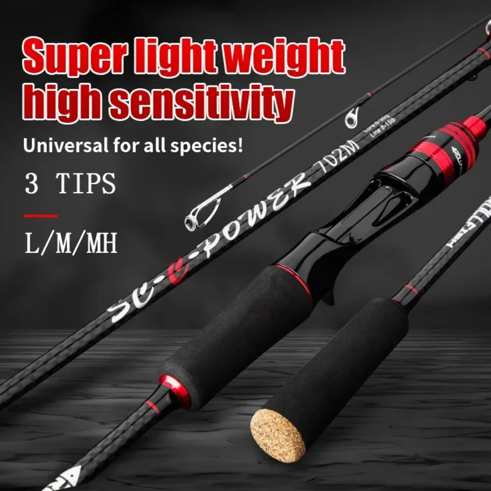 Fishing Rod Carbon Casting Spinning Rod Bait 6-30g L/M/MH Power Baitcasting New