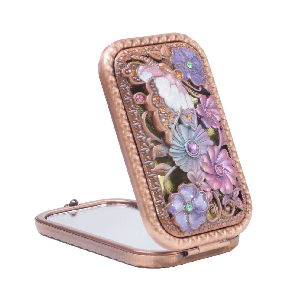 Vintage Metal Retro Portable Mini Mirror Rectangular Cosmetic Fold Mirror 1X/...