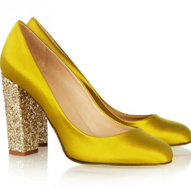 Sparkly Sequins Womens Block Heel Pumps Slip On Wedding Party Shoes 2025