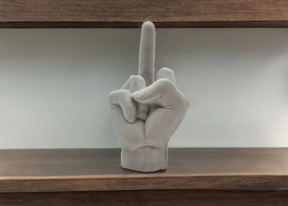 Middle finger stone figure white stinky finger sculpture concrete hand decoration gift