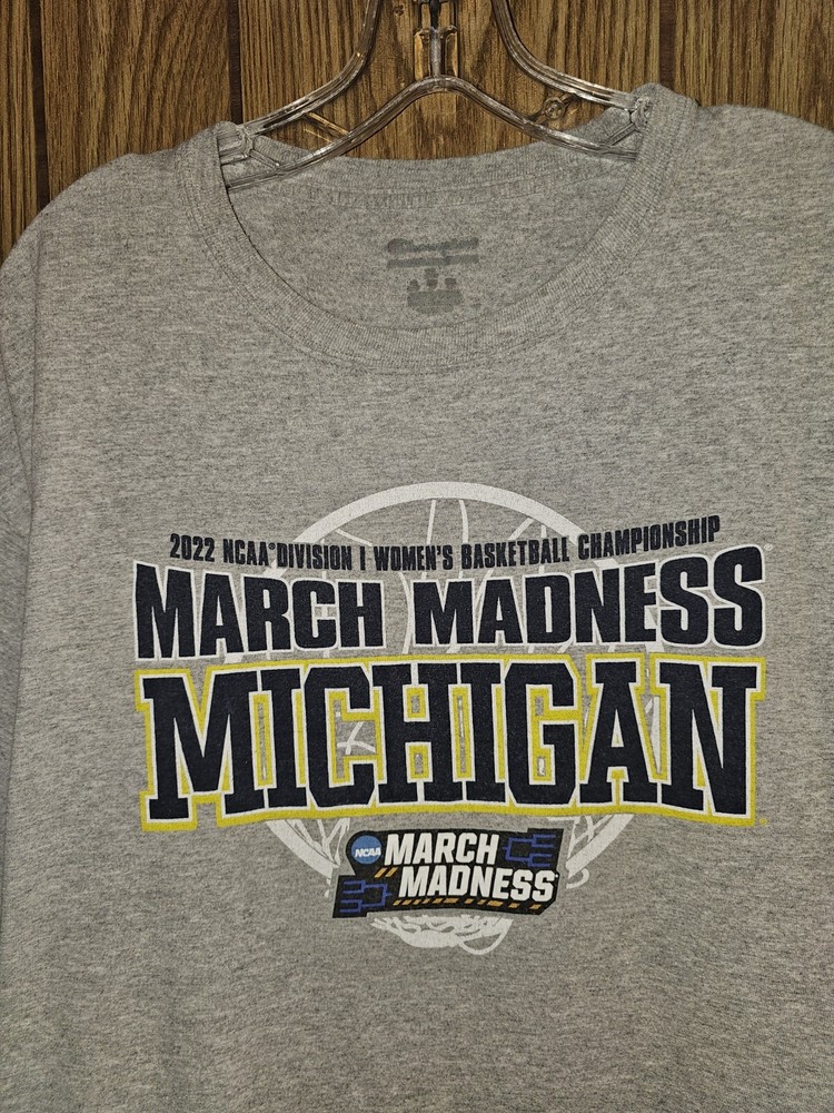 University Of Michigan Champion 2022 Xl Mens Gray Graphic Logo Tshirt NCAA