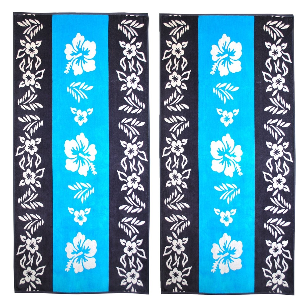 Superior Oversize Jacquard Cotton Beach Towels - Blue