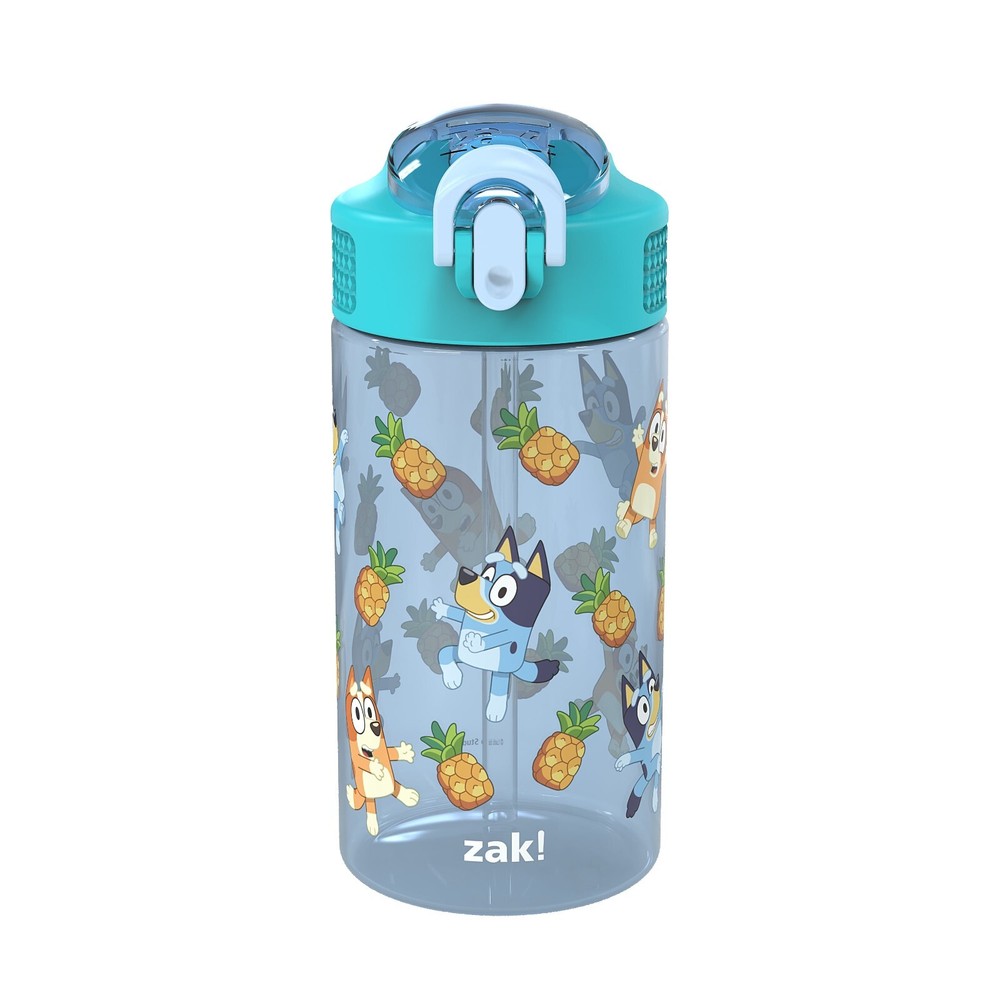 Zak Designs 16oz Bluey Kids Straw Water Bottle, Durable Plastic Park Bottle w...