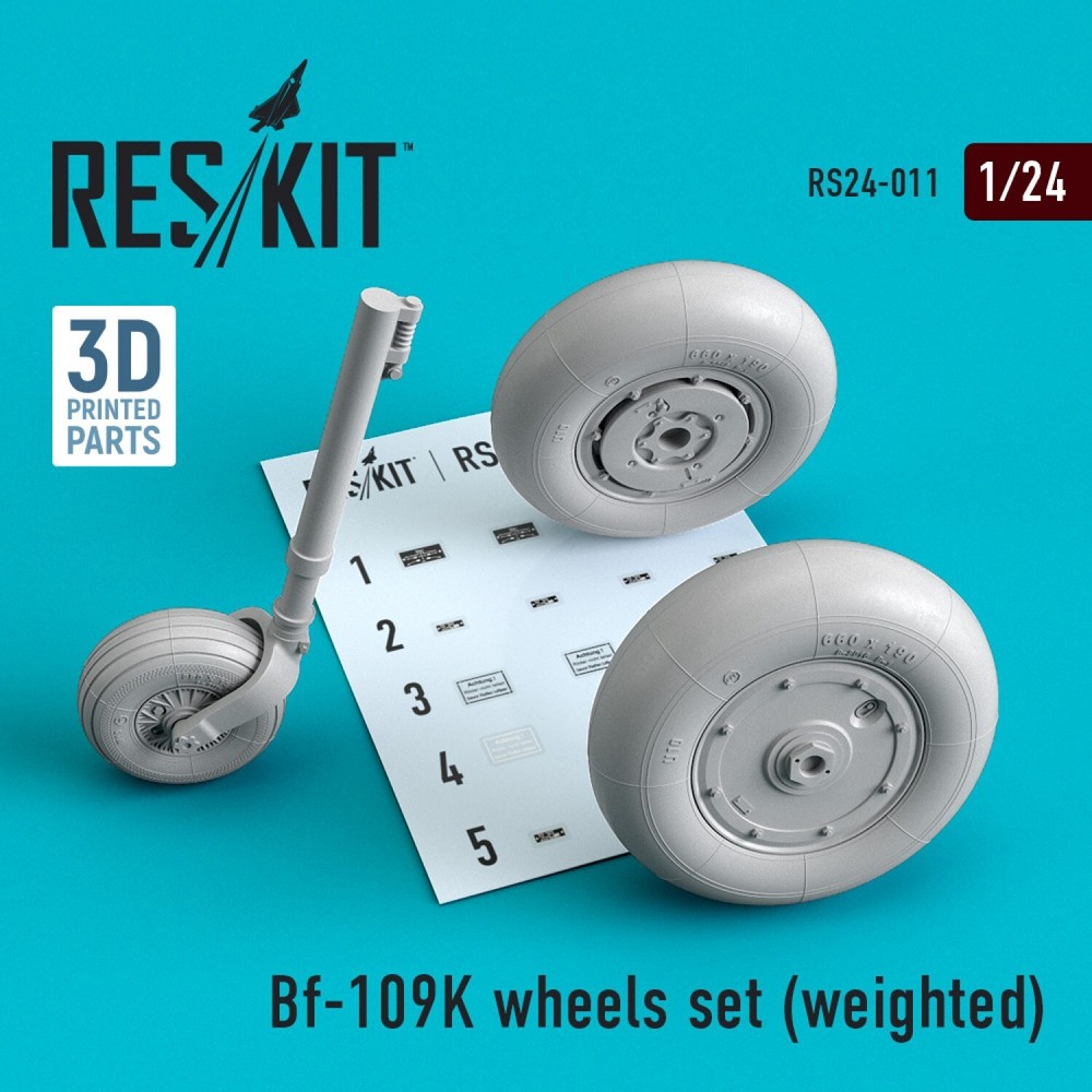 ResKit RS24-0011 Scale 1:24 Bf-109K wheels set (weighted) for plastic model kit
