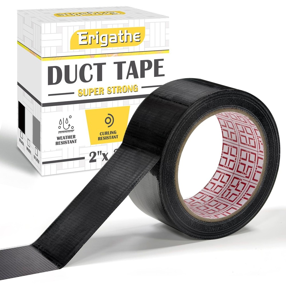 Black Duct Tape Heavy Duty-2 Inches x 30 Yards, Strong Adhesive Duct Tape, No...