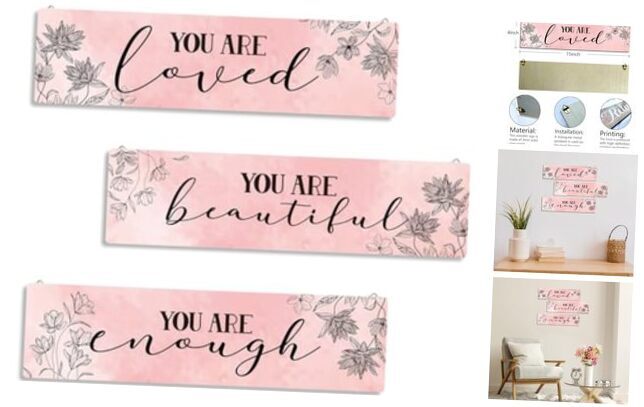 Home Wall Decor Sets, Motivational Wall Decor, 3 Pieces Hanging Wall Plaques,