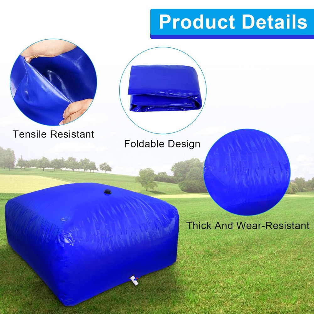 Water Tank Bladder Portable Rainwater Bag 792/1056 Gal PVC Collapsible Blue