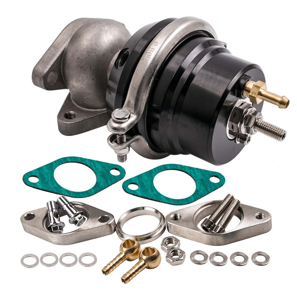 38mm Turbocharger Boost Manifold External Wastegate Kit 8PSI Spring Black
