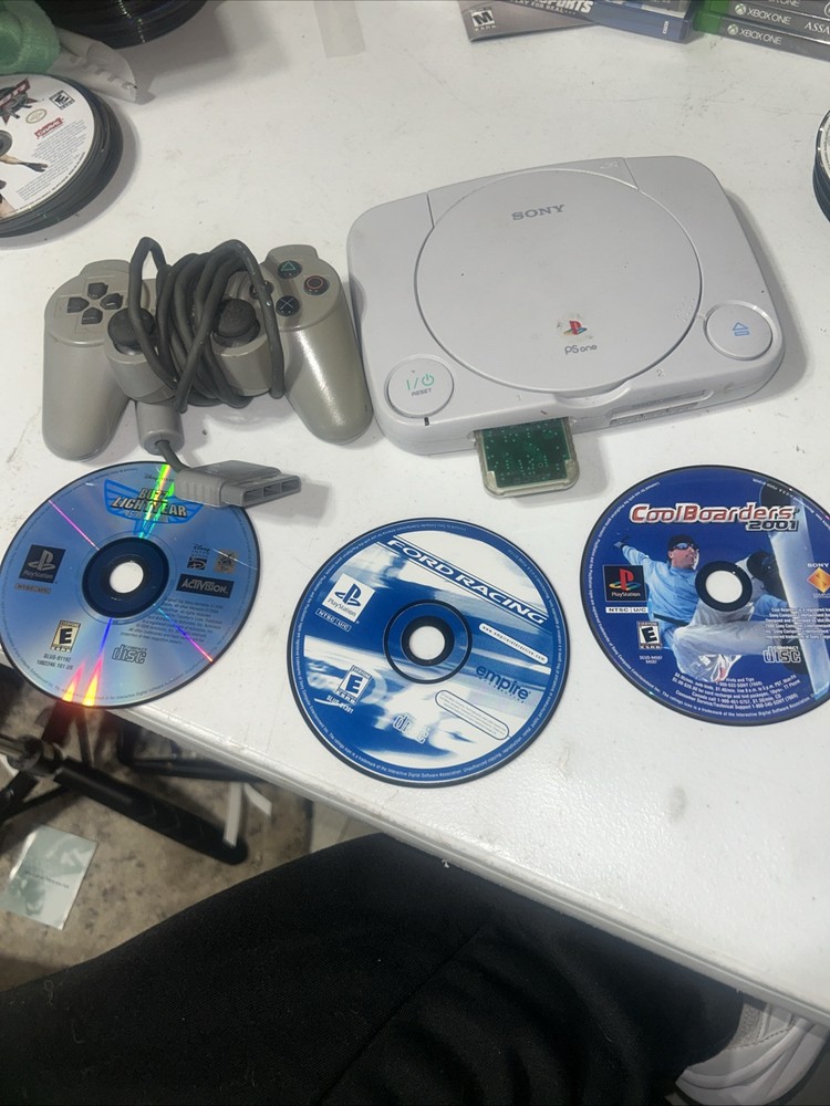 Sony PlayStation One PS1 Slim Console Bundle with 3 Games Memory Card and Controller