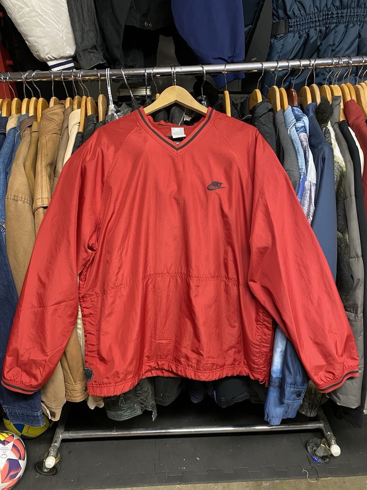 Nike Baseball 72 V-Neck Nylon LS Red Windbreaker Men's Size Large(Pre-Owned)