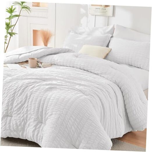 Queen Comforter Set Seersucker 7 Pieces, All Season Queen(88