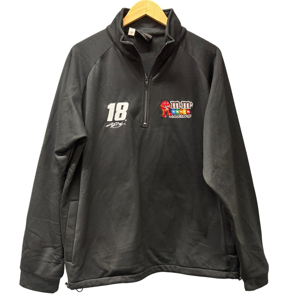 Kyle Busch M&M'S NASCAR Jacket Mens Large Black Chase Authentics Racing 1/4 Zip