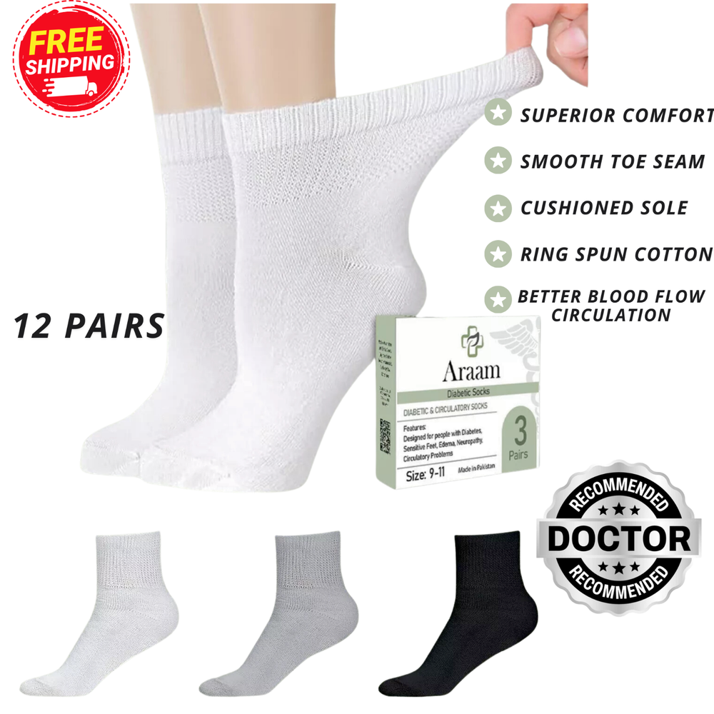 Diabetic Ankle Socks For Men 12 Pairs Loose Fit Wide Top Seamless Cotton Women