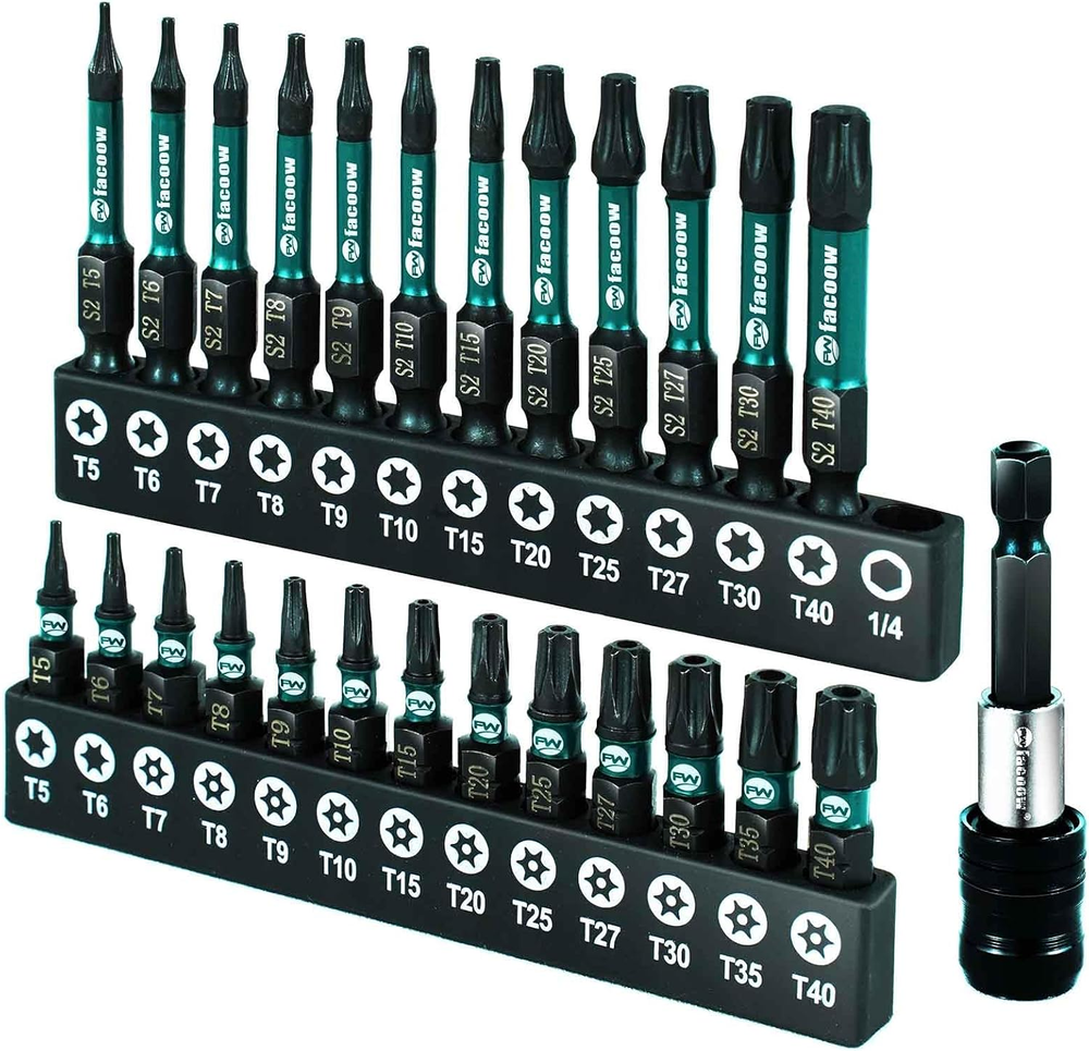 26-Piece Magnetic Security Torx Bit Set (T5-T40) for Precision Fastening