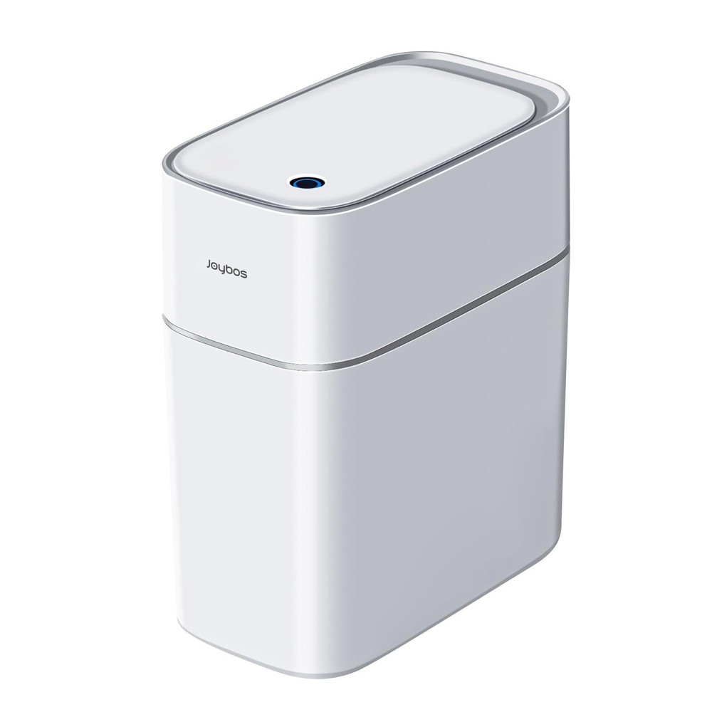 Trash Can with Lid Automatic Garbage Can, 3.8 Gallon Slim Small White Plastic...