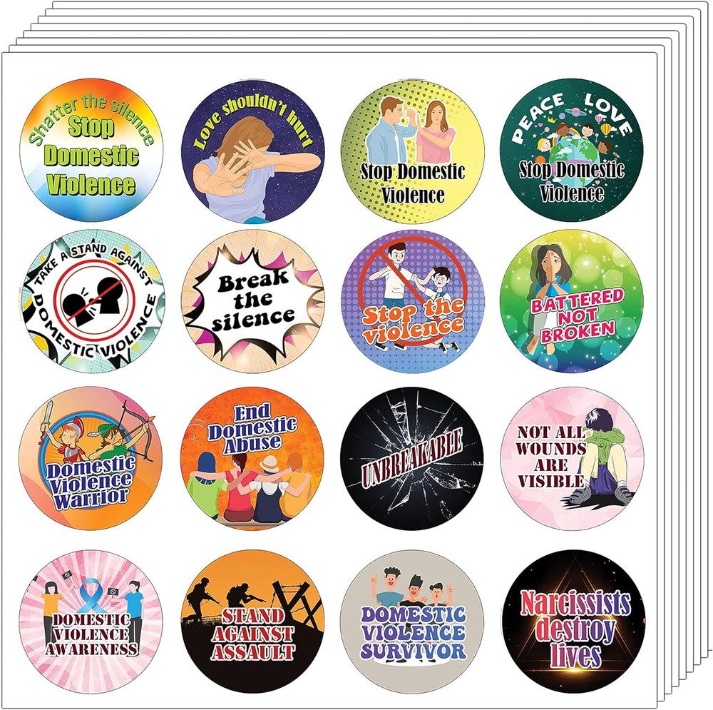 10 Domestic Violence Awareness Sticker Sets - 16 Powerful Designs Each  