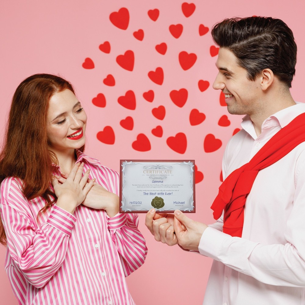 VALENTINES DAY GIFT CERTIFICATE | Premium Card | Gold Lined Envelope | Gold Seal-image