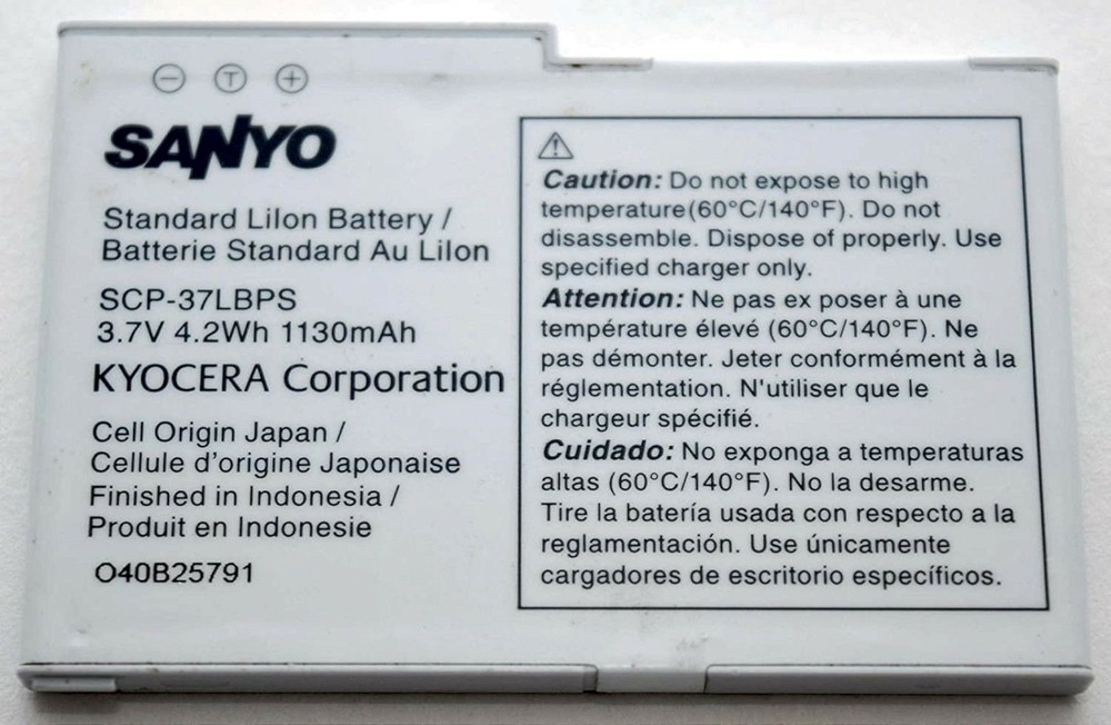 OEM Sanyo SCP-37LBS Cell Phone Battery SCP-37LBPS for Kyocera Zio SCP-8600 M6000