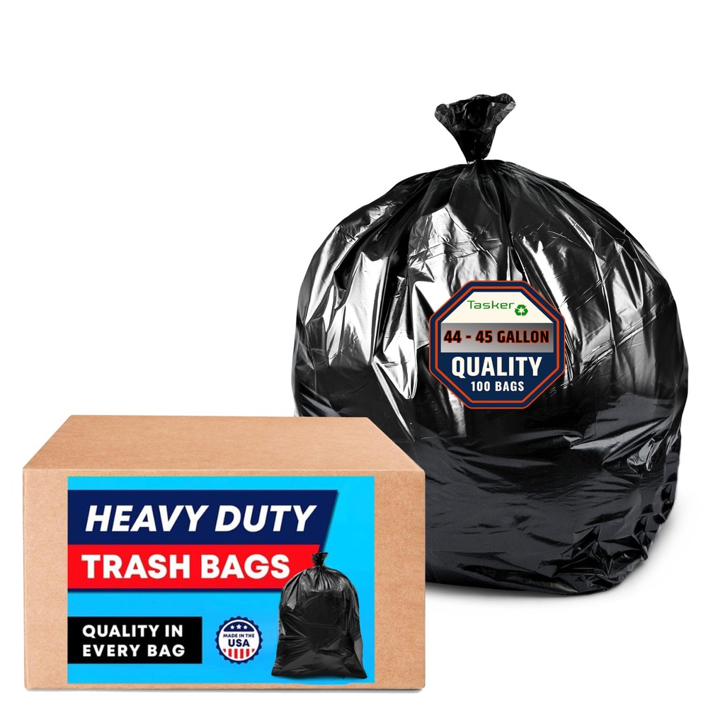 44-45 Gallon Trash Bags Heavy Duty, (Value 100 Bags w/Ties) Extra Large Black...