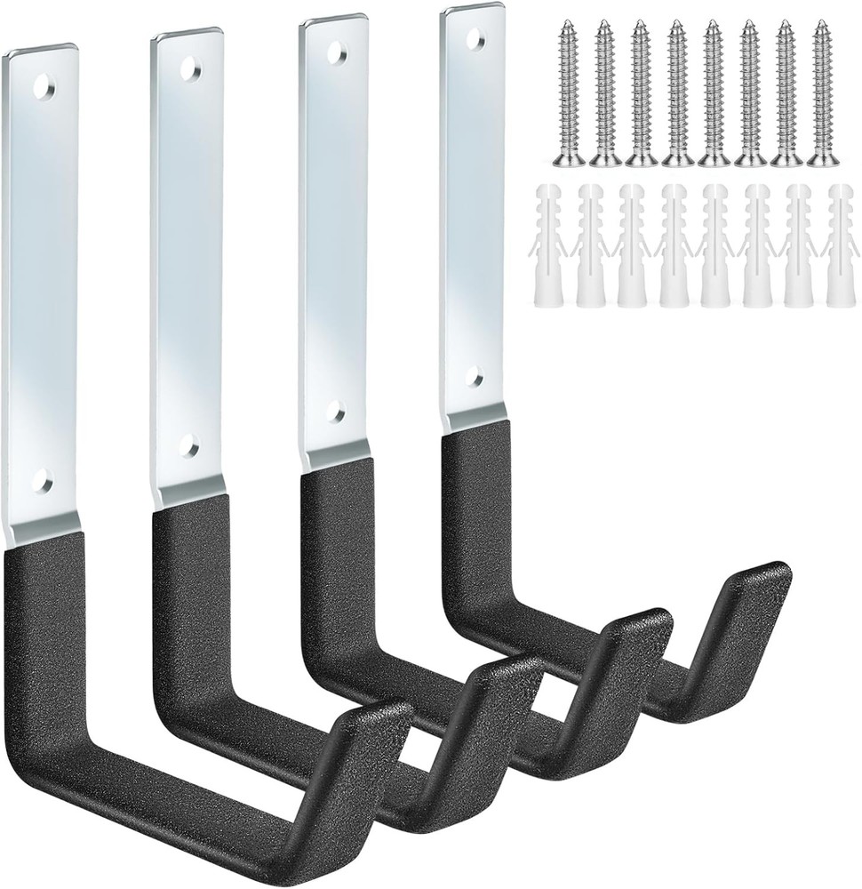 Heavy Duty Garage Wall Hooks Set of 4 for Ladders & Tools