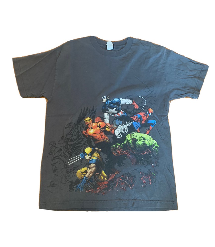 Vintage Y2k Marvel Avengers Mad Engine T Shirt Men Medium Grey