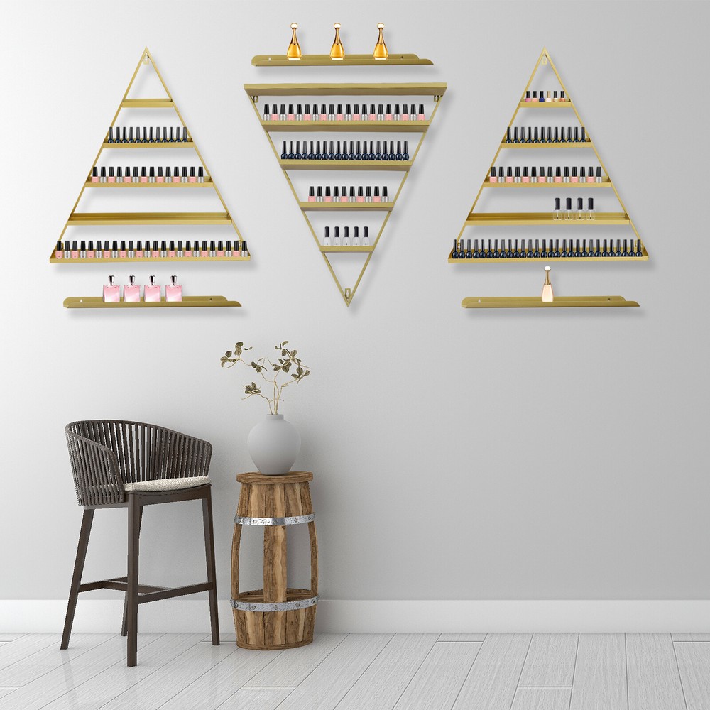 Triangle Display Racks Wall-mount 5 Tiers Nail Polish Display Shelves For Home
