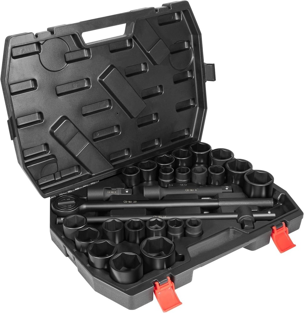 3/4-Inch Drive Jumbo Master Impact Socket Set, SAE & Metric Shallow-Socket Tool