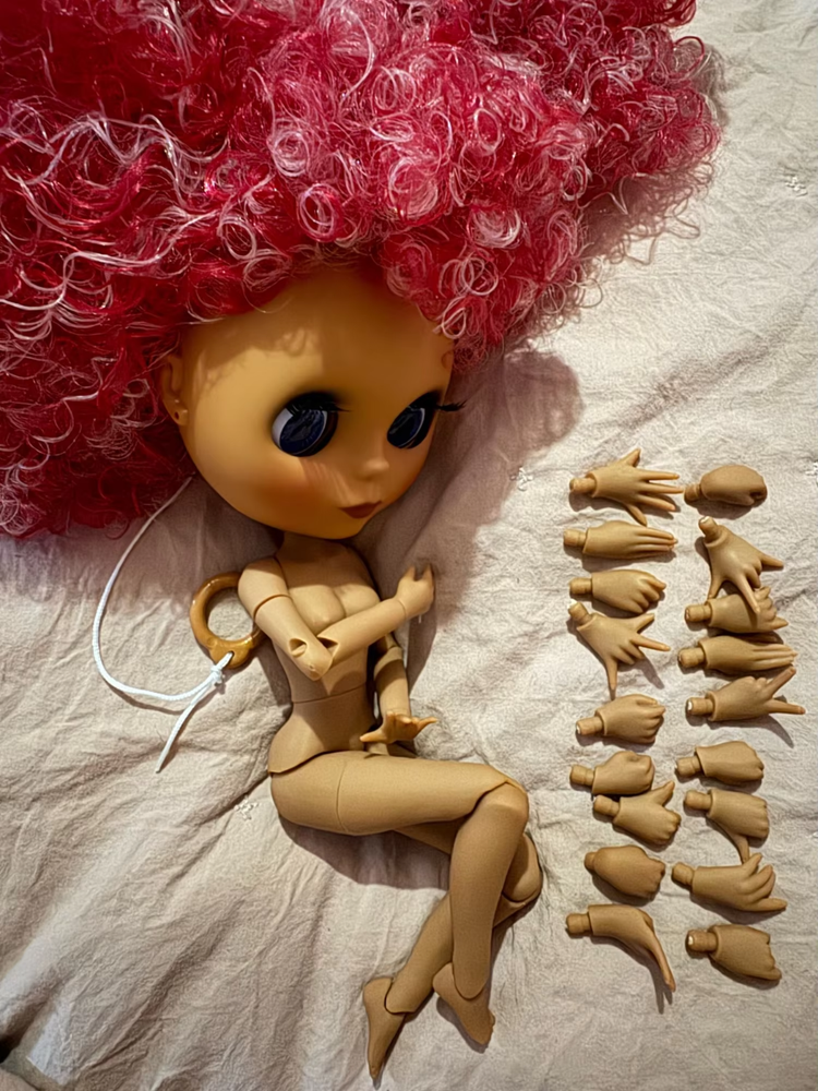 Neo Blythe Doll Nude BJD Toys Medium Dark Skin Matte Face Curly Afro Hair Puppet