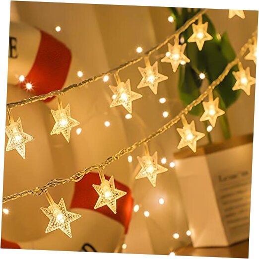 10Ft 20 LED Warm White Star String Fairy Lights Battery Operated