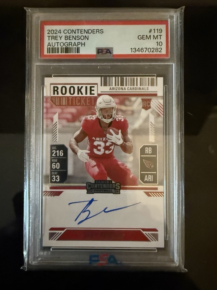 2024 Contenders Trey Benson Rookie Ticket RPS Auto RC #119 Cards PSA 10 Pop1