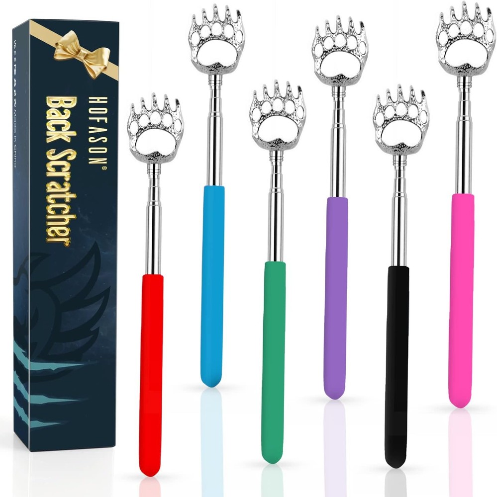 HOFASON 6 Pack Back Scratcher Fathers Day Dad Gifts, White Elephant Muti