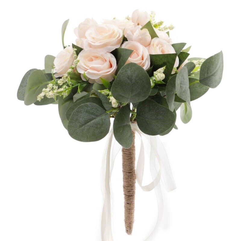 Wedding Bouquet for Bride Bridesmaid Bouquet Champagne Rose Artificial Flower
