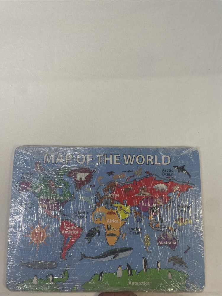 Wooden Puzzle Map Of The World 9 Pieces Kids Educational, Learning Toy