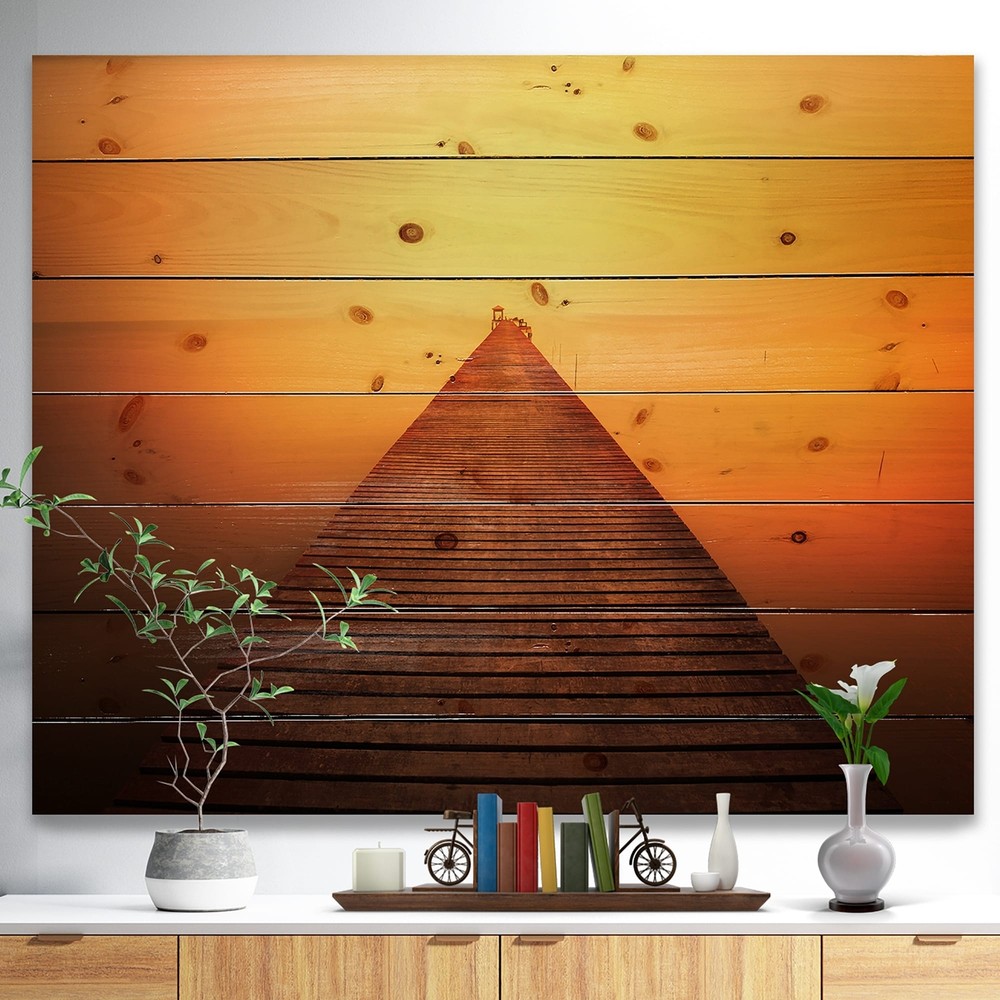 Designart 'Old Wooden Bridge into Infinity Sea' Pier  Small