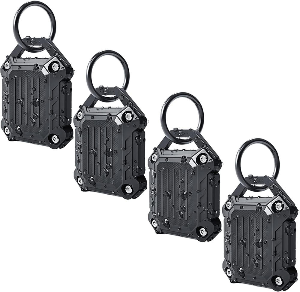 4 Pcs Waterproof Airtag Keychain Case with Full Cover Screw for Apple Compatibility