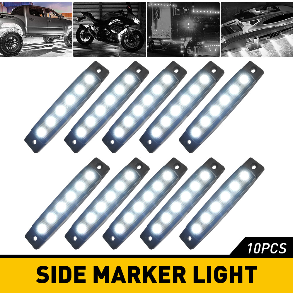 10x White 6LED Side Marker Clearance Lights Truck For Trailer tail RV lights NEW