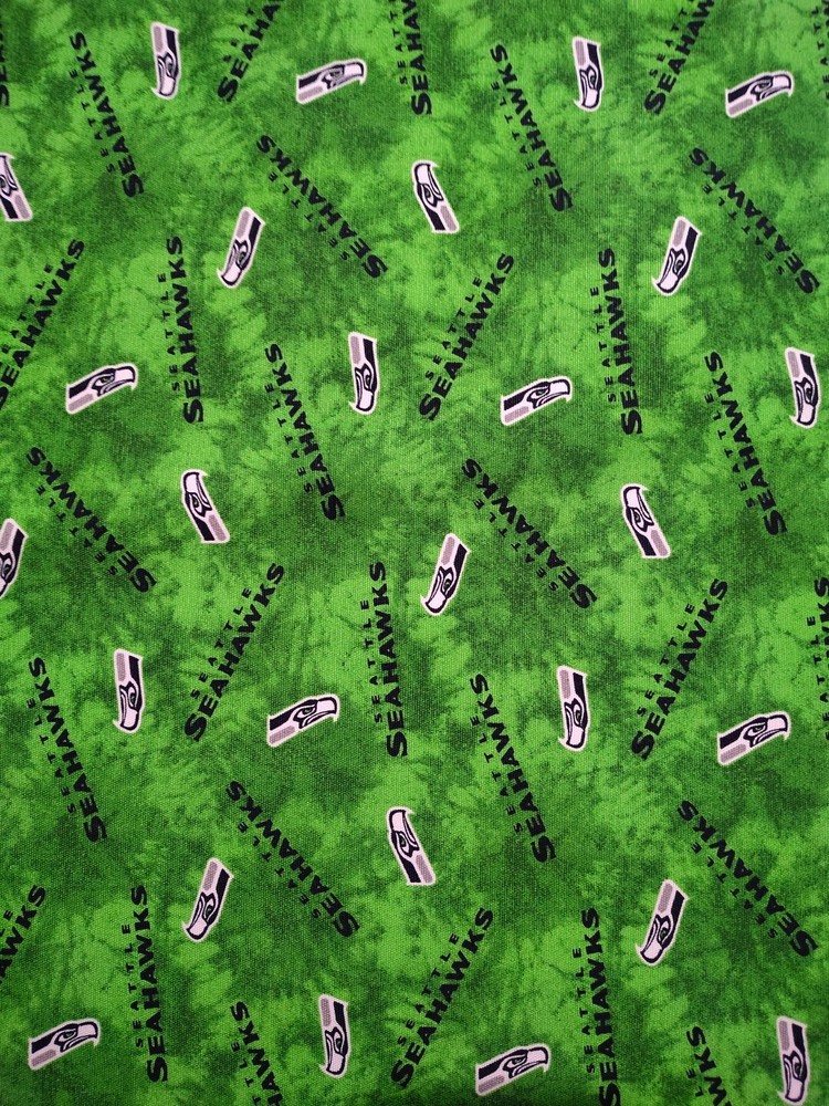SEATTLE SEAHAWKS CANVAS FABRIC SCRAP REMNANT  PIECE• 17