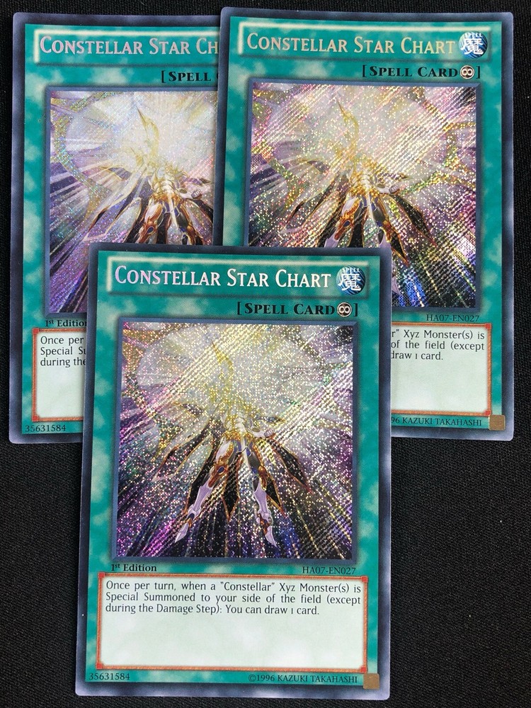 YuGiOh Constellar Star Chart HA07 Secret Rare 1st Edition LP 3x  